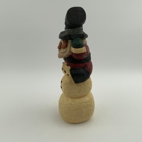 Handcrafted Rodney W. Leeseberg Santa & Snowman 1997 Figurine House of Hatten - Picture 6 of 10